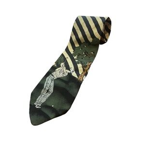 Sutter & Grant Men's Sports Novelty Silk Tie Golf Golfer Club Shoe‎ Stripe Green